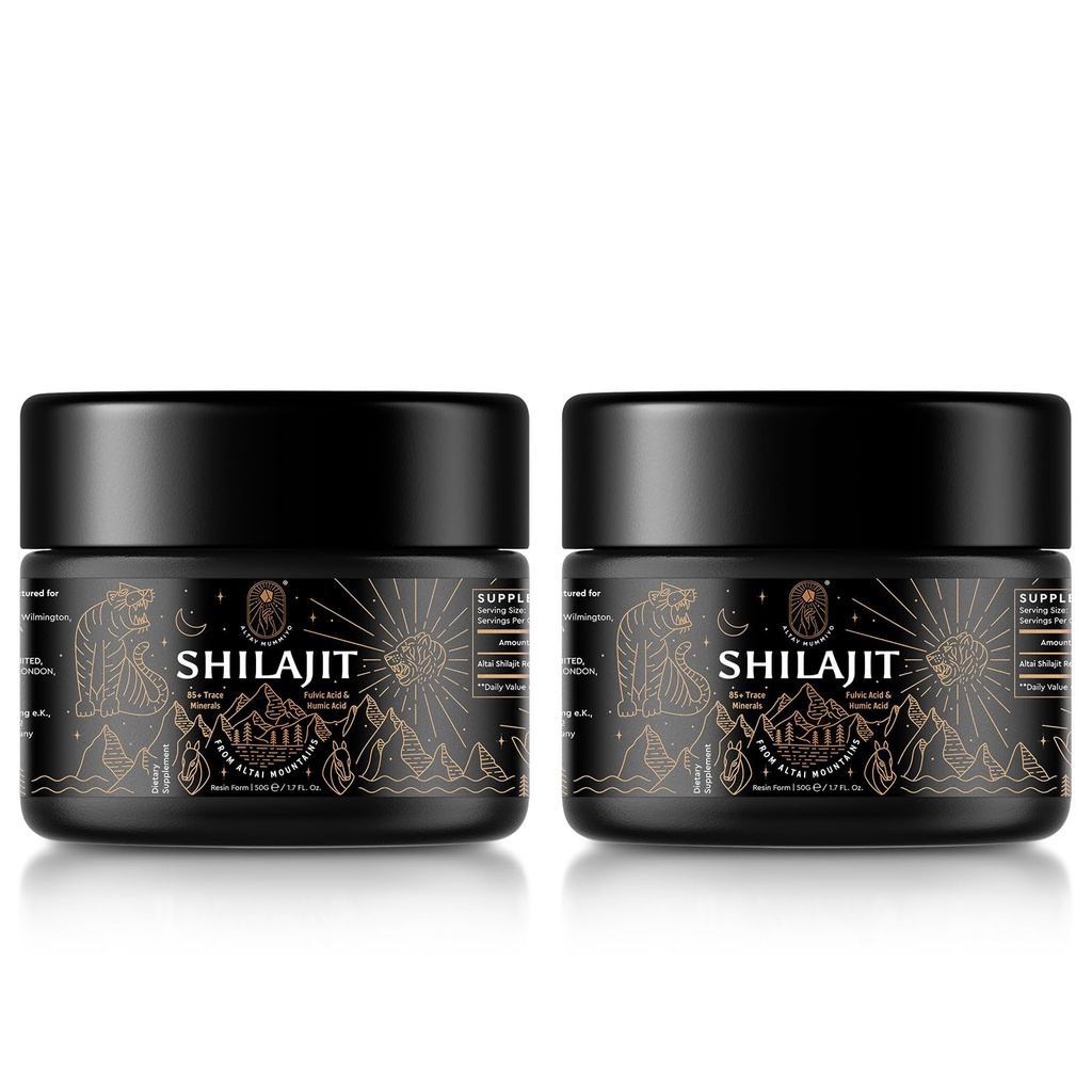Fulvic Acid & Trace Minerals ile Shilajit, Original Sibirya Shilajit Pure ile 85+ Humic Acid Supplement for Energy & Immune System - 100 Service / 50g (2 Pack), Gel