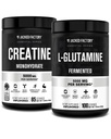 Jacked Factory Kreatine Monohidrat Toz 425g, 85 SV & L-Glutamine Supplement 500g, 100 SV - No Artficial Fillers, Unflavored