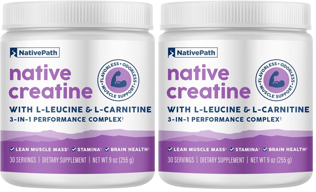 L-Leucine & L-Carnitine ile Yerli Meth Kretine Monohidrat Tozu - Erkekler ve Kadınlar için Kas Yapı Tamamı - 30 Hizmetler (Brook of 2)