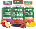 Fungies Mushroom Gummy 3-Pack Bundle, Lion's Mane, Cordyceps & Reishi Gummies for Adults - Mushroom Gummies Υποστηρίζει την υγεία του εγκεφάλου, την υγεία των ούλων, την ενέργεια και την καθημερινή ευεξία - 180 Services