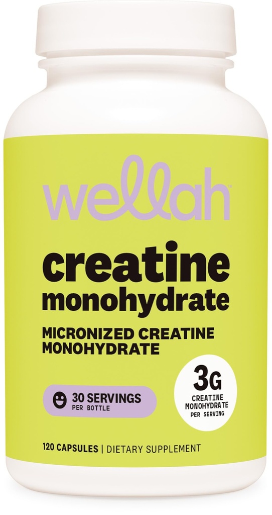 Wellah Creatine Monohydrate Κάψουλες (3000 mg) 120 Κάψουλες - Μικρονωμένη Κρεατίνη, 30 Μερίδες