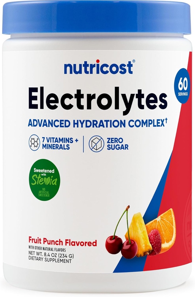 Nutricost Electrolyte Complex Powder (60 Σερβιέτες, Fruit Punch) - Συμπλήρωμα ενυδάτωσης Ποτό Μίγμα με Βιταμίνες και Ορυκτά