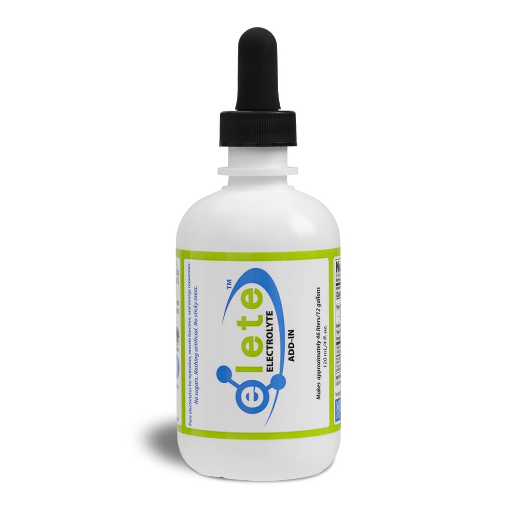 Elete Electrolyte Add-in Hydration Drops | Sodyum, Pyum & Trace Minerals | Unflavored, All Natural | Leg & Muscle Cramp Relief | Any Drink into a Sports Drink, 4 Ounce