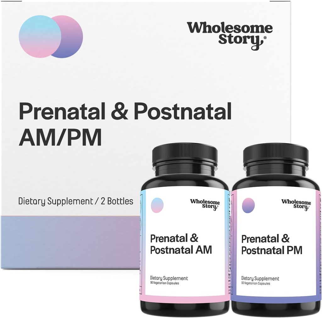 Premium Bio, DHA, Folate & Iron ile Kadınlar için Prenatal & Postnatal Vitaminler | Hamile ve Emzirme Kadınlar için Temel Vitaminlerin% 100 | 2 Şişeler AM & PM Dos 30 Day Supply