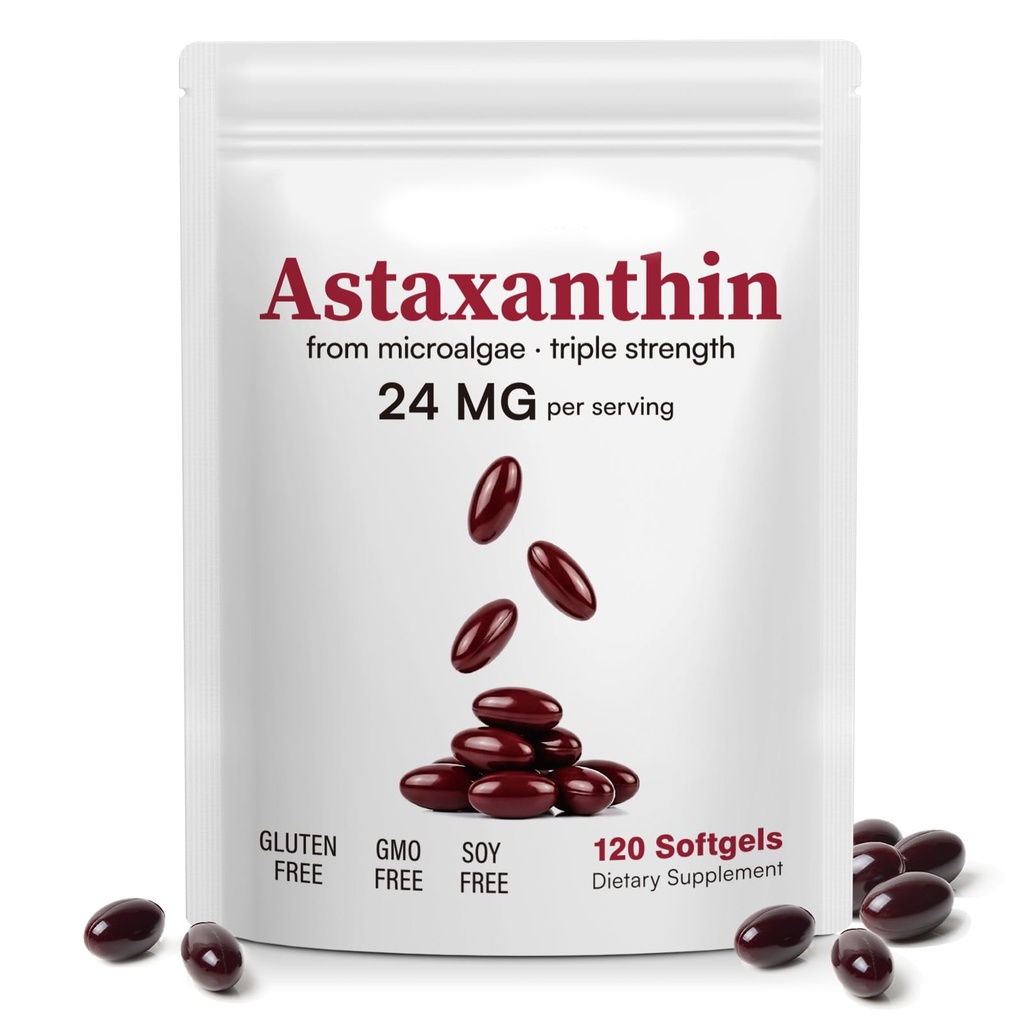 Astaxanthin Supplements 24mg | 120 Softgels | Supports for Eye & Skin & Joint Health | 4 Month Supply