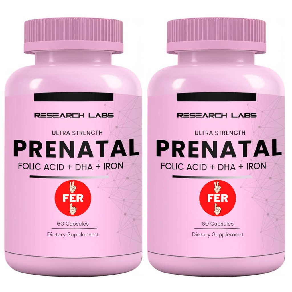 Araştırma Laboratuvarları Kadınlar için Prenatal Vitaminler 2 Fer 1 Ad: 6X Daha Fazla Biyogüvenli Folate Folic Acid MTHF 5 | Destekler Beyin Gelişimi, Sağlıklı Büyüme