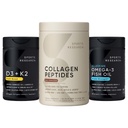 Sports Research® Skin Joint and Bones Pack - Dark Chocolte Collagen Peptides, Triple Strength Omega-3 Fish Oil Supplement, and Vitamin D3 5000iu & Mk7 Vitamin K2 with Coconut MCT Oil