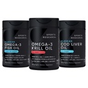 Sports Research Omega Power House Antarctic Krill & Fish Oil with Triple Strength EPA DHA and Phospholipids, Choline & Astaxanthin & Wild Alaskan Cod Liver Oil 1000mg with Vit. A (1000IU) & D3 (400IU)