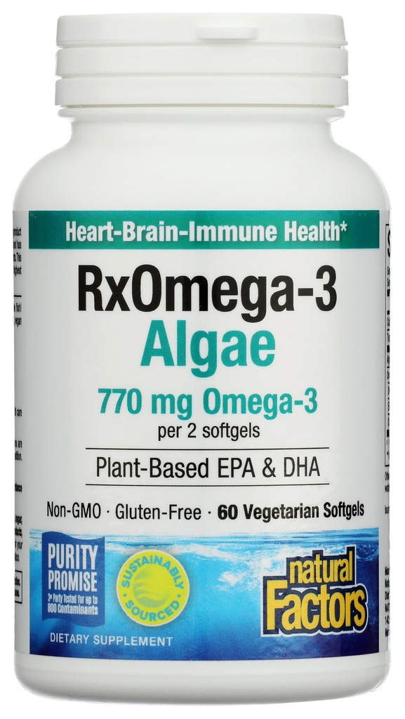 Natural Factors RxOmega-3 Algae 770 mg, 60 Softgels