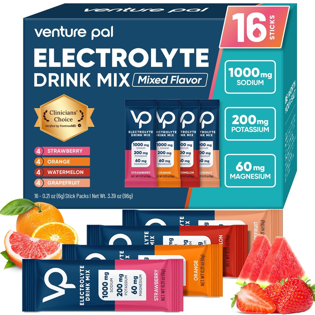 Venture Pal High Sodium Sugar Free Electrolytes Powder Packet - Συσκευασίες ενυδάτωσης με βιταμίνη, νάτριο & κάλιο 