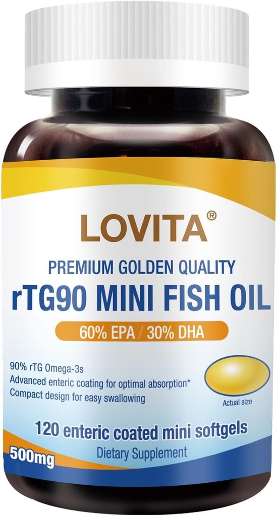 Lovita rTG 90 Mini Fish Oil, 2000mg Daily