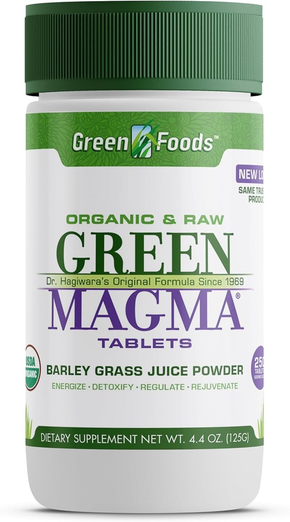 Yeşil Gıdalar Orijinal Yeşil Magma Barley Grass Beslenme Supplement, 250 Tablet (500 mg Ea) Sertifikalı Organik Organik
