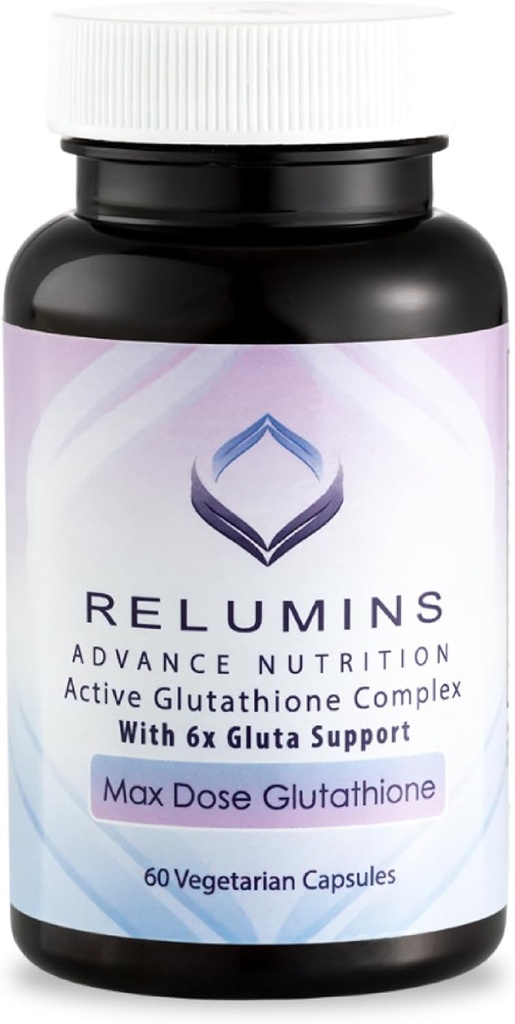 Relumins Advance White Active Glutathione Kompleksi - Max Dose 900 mg Glutathione with 6X Bransons, ALA & NAC - Anti-Aging Skin Brighting Supplement - 60 Vegetarian Capsules (30 hizmet)