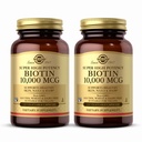 Solgar Super High Potency Biotin 10,000 mcg - 120 Vegetable Capsules, Pack of 2 - Supports Healthy Skin, Nails & Hair - Non-GMO, Vegan, Gluten & Dairy Free - 240 Total Servings