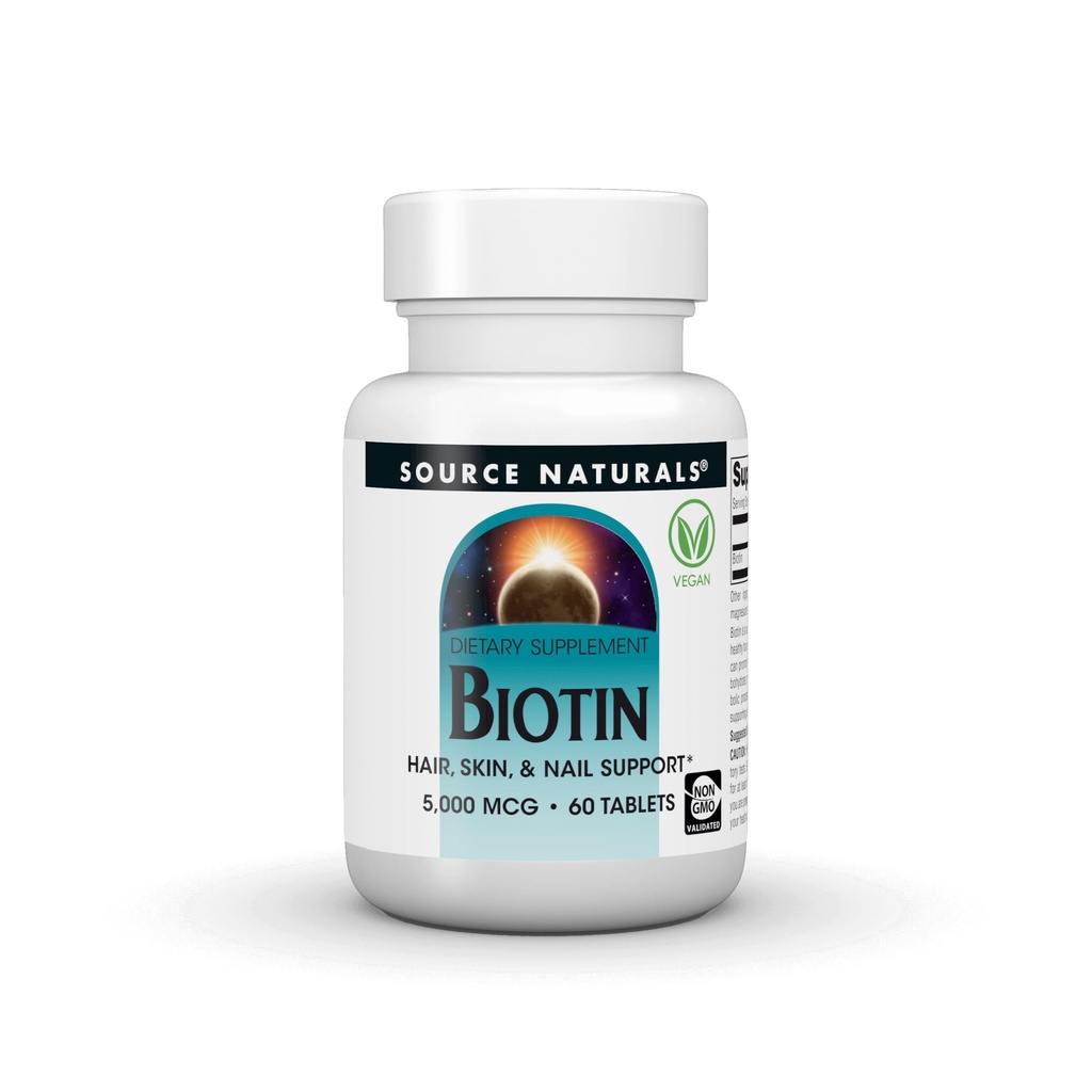 Source Naturals Biotin, Hair, Skin and Nail Support* - 5,000 MCG • 60 Tablets