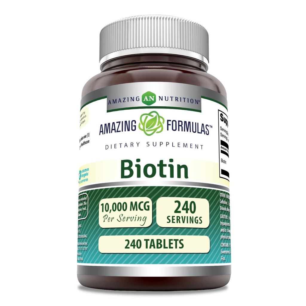 Amazing Formulas Biotin (Vitamin B7) Supplement | 10000 Mcg | 240 Tablets | Non-GMO | Gluten-Free | Made in USA