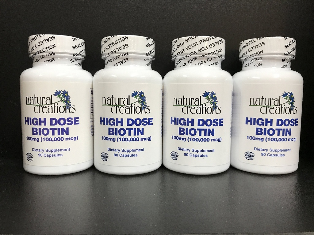 High Dose Biotin Bundle - 4 Bottles of 90 Capsules Each