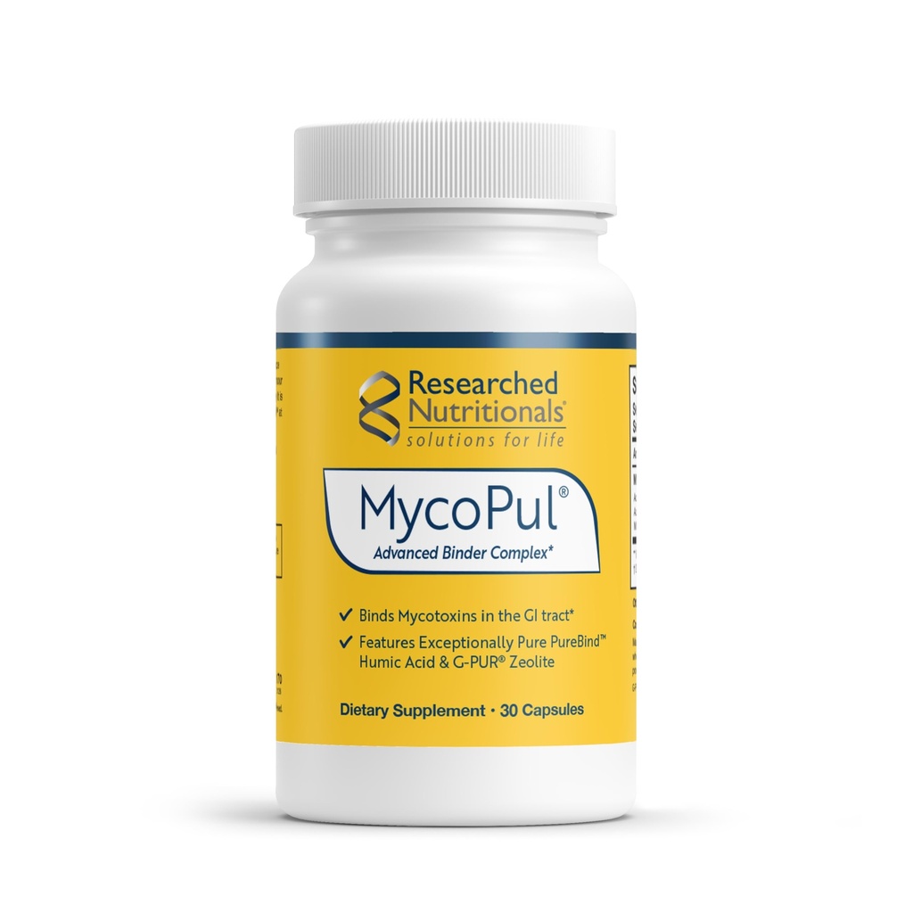 Researched Nutritionals MycoPul - Advanced Mycotoxin Binder Complex, Zeolite Detox, Humic Acid, Fulvic Acid & Activated Charcoal for GI Tract Detox, Clinically Researched Mold Binders, 30 Capsules