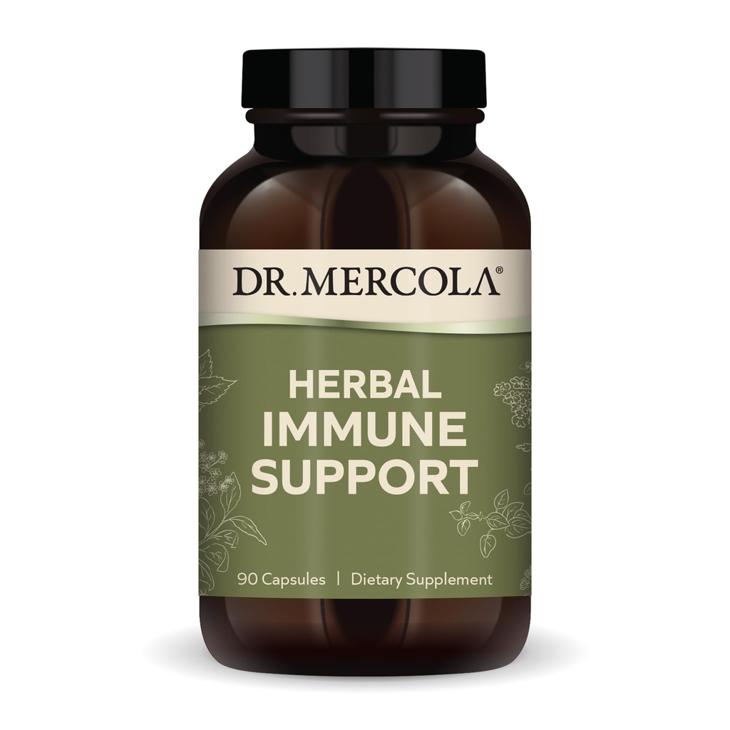 Dr. Mercola Herbal Immune Support - Supports Seasonal Wellness - Plant-Based Extracts & Vitamins - Organic Acerola Vitamin C - 90 Capsules