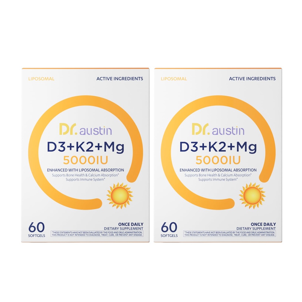 Dr. Austin Liposomal Vitamin D3 with K2 & Magnesium | Nano Targeted Delivery for High Absorption | Prenatal & Daily Immune Support | 120 Softgels (2)