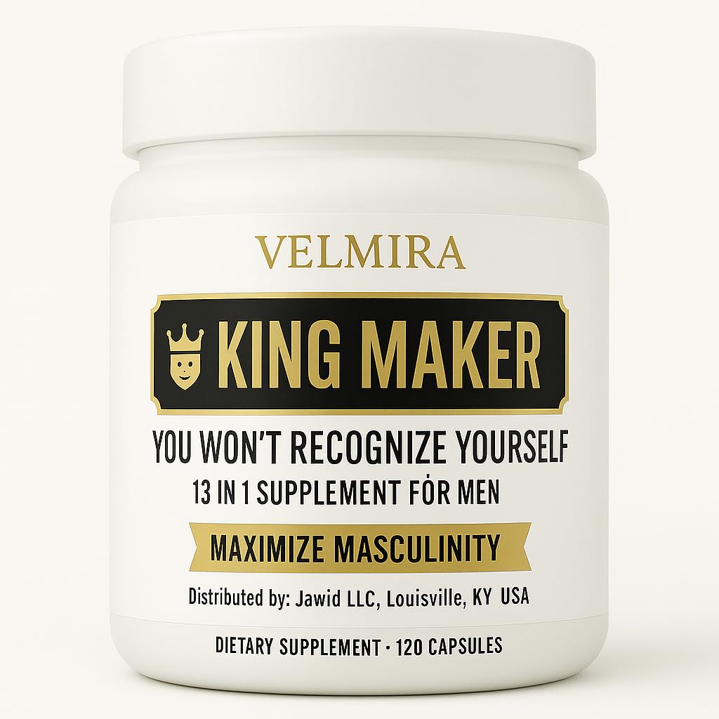 Velmira® King Maker Supplement for Men & Women 13-in-1.Sugar-Free.Energy Support.Muscle Recovery.Health Support- Zinc-Tongkat Ali-Maca-Magnesium-Vitamin D3.Supplement.120 Capsules-(1) kin.Pack of 1