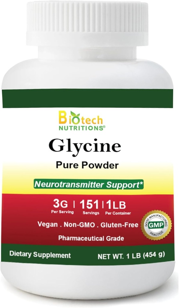 Pure Glycine Toz 16 oz Gluten Free Non-GMO ABD'de Yapıldı