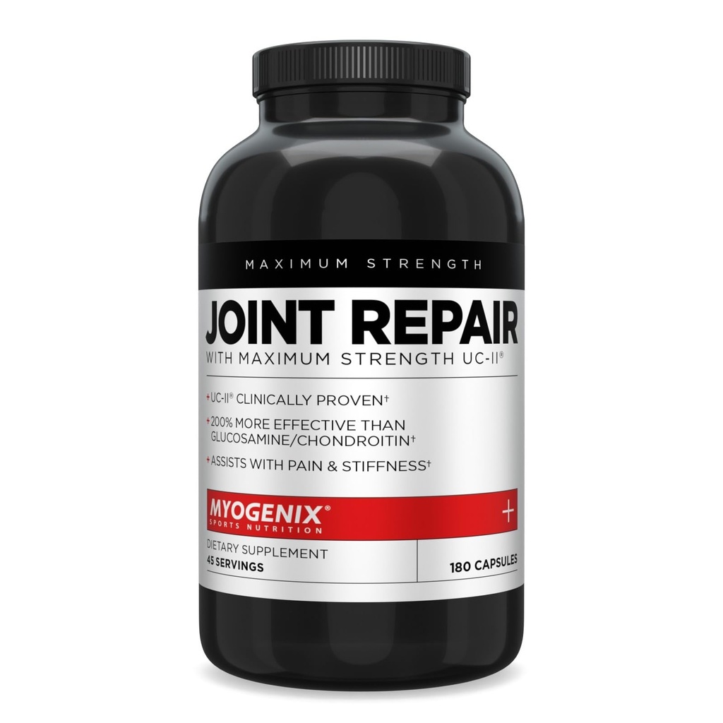 Myogenix Joint and Tissue Supplement – Glucosamine & Chondroitin with UC-II® and MSM, Joint Support Vitamins for Men, Bone and Joint Health Supplement (180 Capsules)