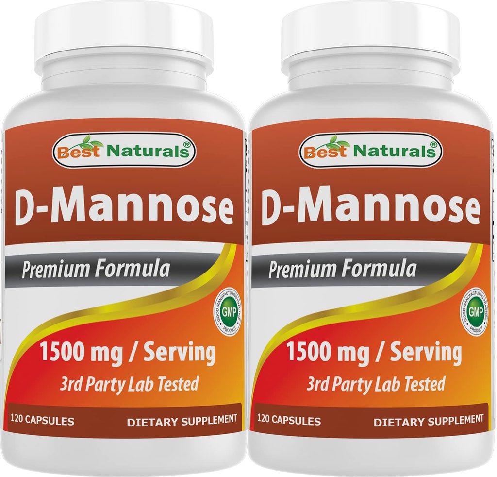 Best Naturals D-Mannose 1500 mg Per Serving 120 Capsules (Pack of 2)