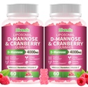 2 Pack Liposomal D-Mannose Gummies 4000mg Complex Cranberry 1500mg & Hibiscus,High-Potency Formula for Women Urinary Tract & Immune Support,Liver, Bladder Flush Cleanse Wellness Supplement