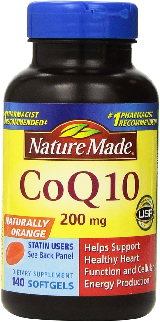 Nature Made CoQ10 Coenzyme Q10 200 mg - 2 Bottles, 140 Softgels Each