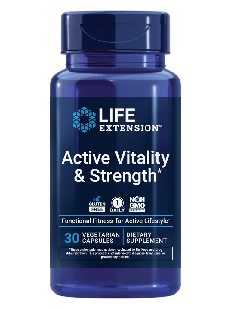 Life Extension Active Vitality & Strength, Functional Fitness, Muscle Health, Physical Independence, 1-Daily, Non-GMO, Gluten-Free, 30 Capsules