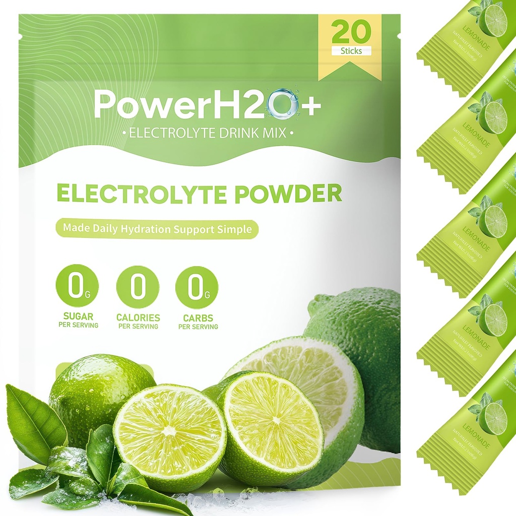 20 Sticks Sugar Free Electrolytes Powder Packets - 5 Flavors (Lemonade, Watermelon, Orange, Grape, Passion Fruit) Liquid Daily IV Hydration Drink Mix for Rapid Hydration, 0 Calorie, 0 Sugar
