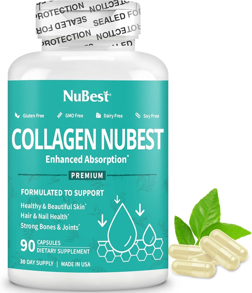 NuBest Collagen Super Collagen Peptides - Αναζωογονεί το δέρμα, τα μαλλιά και τα νύχια - Οστό & κοινή δύναμη - Ομορφιά Collagen Formula για άνδρες και γυναίκες - 1.500 mg ανά υπηρεσία 