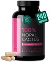 Nopal Cactus Capsules 1500 mg- Organik Sun-Dried Prickly Pear Cactus Meyve Toz & Siyah Pepper Türlü Abhidrasyonal Prickly Pear Super Supplement- Fiber, Vitaminler ve Mineraller 240 Capsules