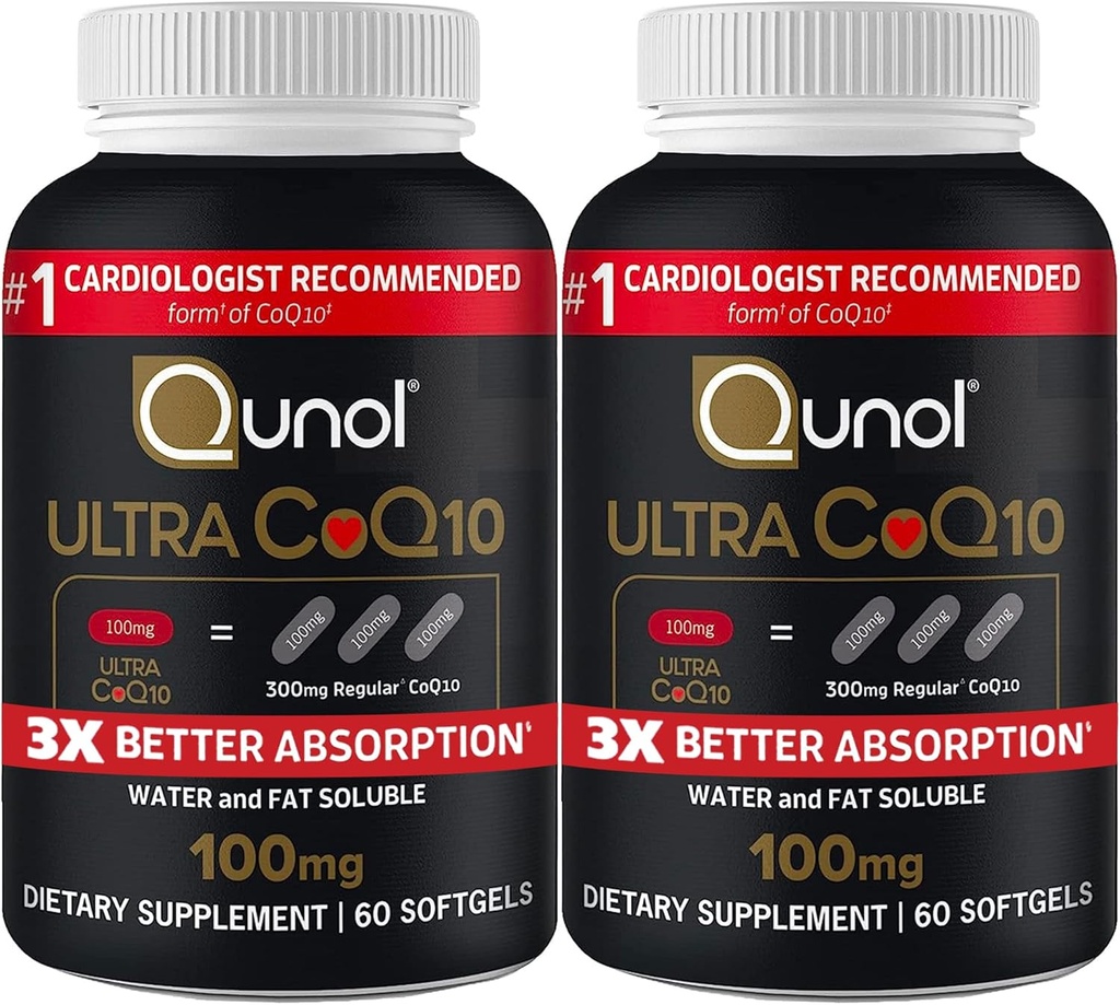 Qunol Ultra CoQ10 100 mg 3X Daha İyi Aborpsiyon Patentli Su ve Fat ► Doğal Supplement Form Coenzyme Q10 Kalp Sağlığı Paketi için Antioksit, 120 Kont