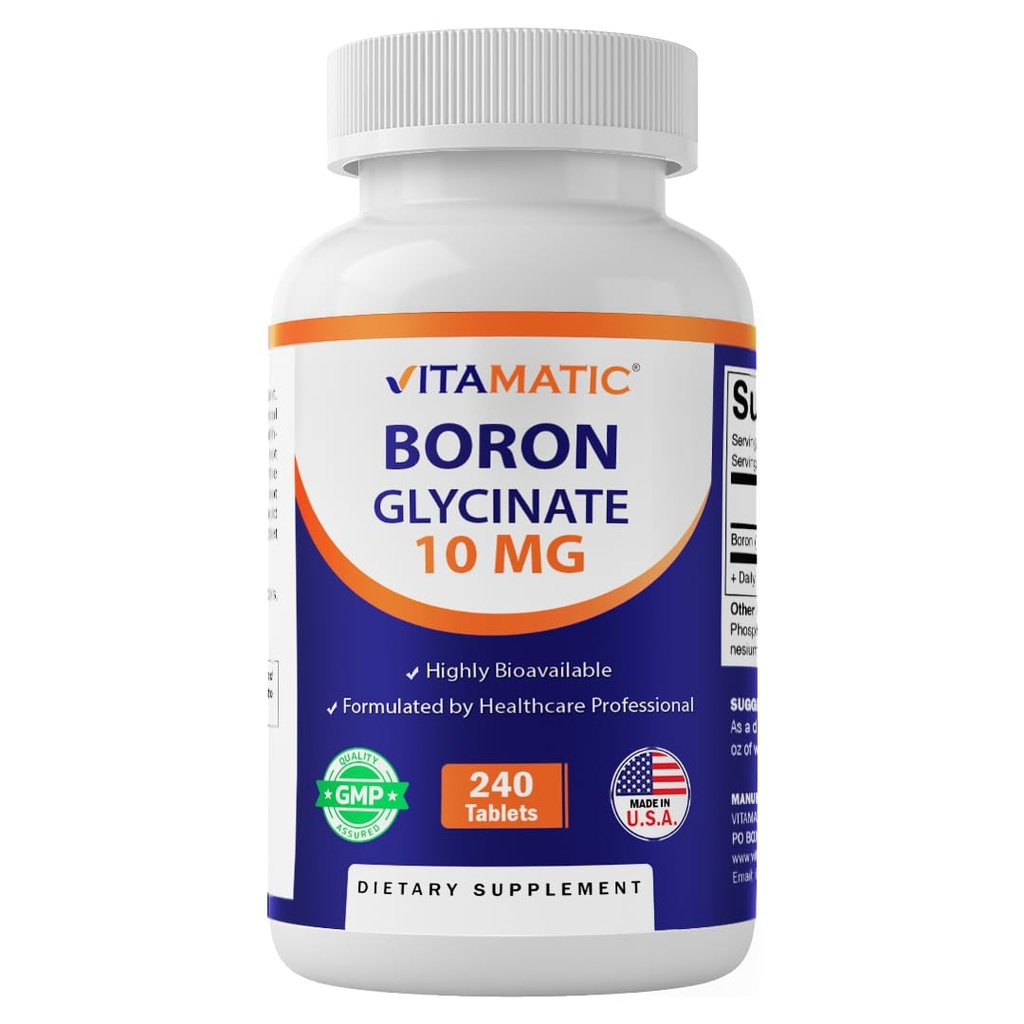 Vitamatic Chelated Boron (Glycinate) 10 mg 240 Tablet - Hormon Dengesi, Bone Health & Connective Tissue
