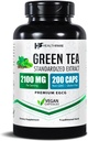 Healthfare Green Tea Extract Pills 2100 mg | Full Standardized with EGCG & Polyols | 200 Vegan Capsules | Ekstra Kuvvet Antioksit Desteği | Non-GMO, Gluten-Free | Made in USA