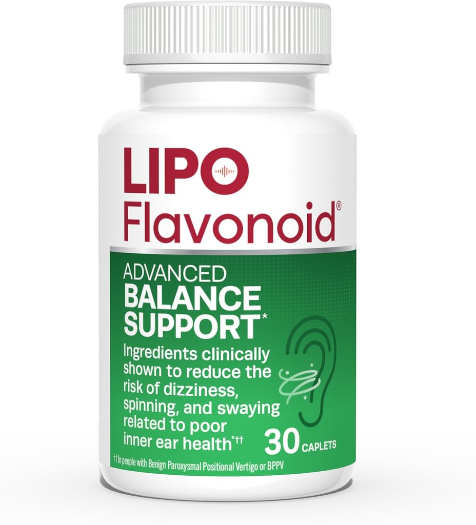 Lipo-Flavonoid Συμπλήρωμα Υποστήριξης Ισορροπίας - Εσωτερικό Αυτί Υγεία & Ίλιγγος Ανακούφιση με Ginkgo Biloba, Bioflavonoids, & Β Βιταμίνες - Μειώνει τη Ζάλη, Περιστροφή, & Διαφυγή - 30-Count