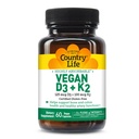 Country Life Vegan D3 + K2 – 5000 IU Vitamin D3 & 100 mcg MK-4 & MK-7 | Supports Bone, Immune, Colon & Artery Health | Certified Vegan, Gluten-Free, B-Corp, 60 Capsules
