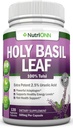 Holy Basil Leaf Capsules - 500 mg -% 2.5 Ursolic asit - 120 Vegan Capsules - Real Tulsi Ekstra - Olumlu Mindset - Adaptojenik & Ayurvedic Herb