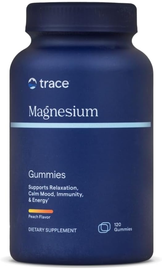 Trace Minerals Magnesium Gummies - Υποστηρίζει ένα ήρεμο mindset - Μαγνήσιο Μασώμενα για Παιδιά & Ενήλικες - Οστό, Διέγερση, Καρδιά Υγεία & Ανοσολογική Υποστήριξη - Ροδάκινο Γεύση - 120 Count (120 Servings)