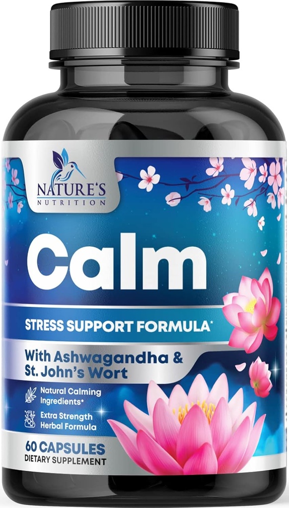 Doğal Calm, Unwind & Relax Support - Ashwagandha, GABA, Magnezyum, L-Theanine & More - Natural Focus, Energy & Immune Support - Nature's Non-GMO, Vegan, Gluten Free, Şişed in USA - 120 Capsules