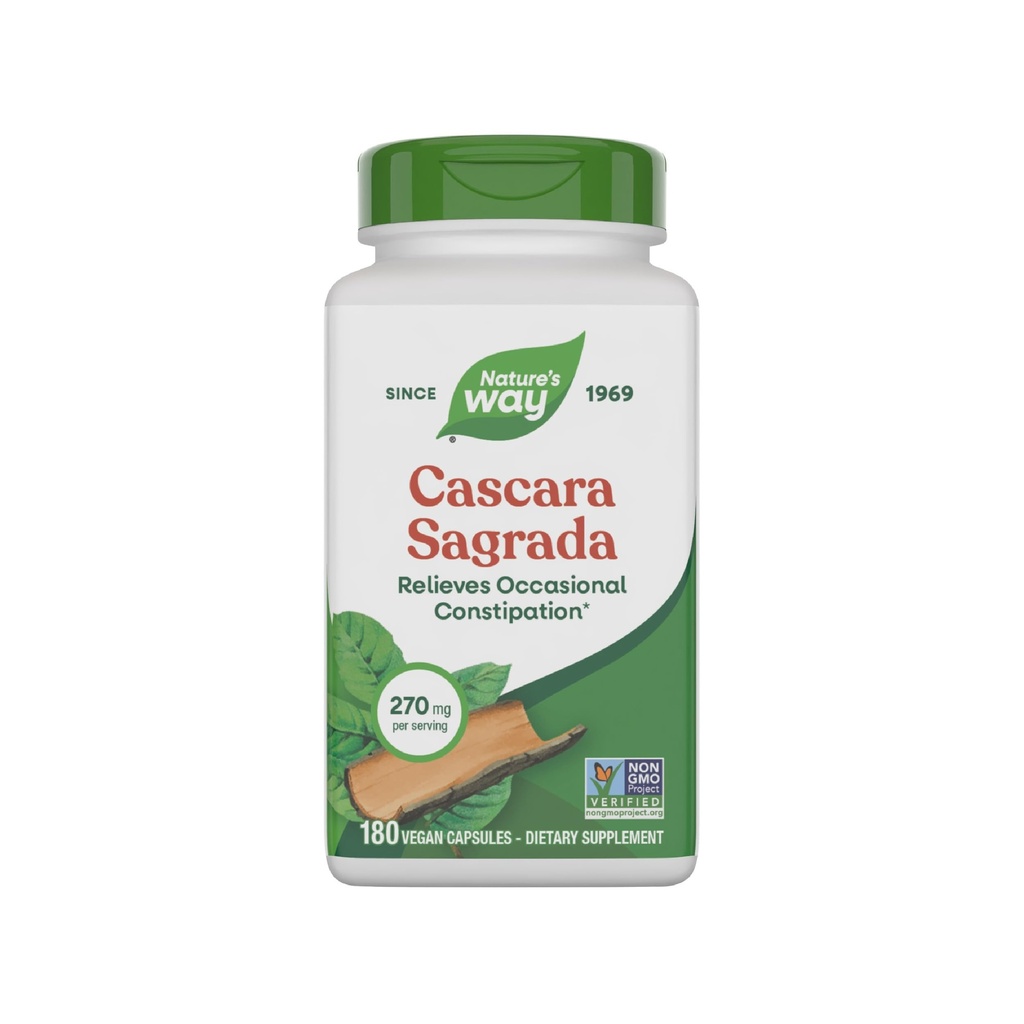 Nature's Way Cascara Sagrada Bark, Occasional Constipation Relief For Yetişkinler and Kids Ages 12+, Supports Regularity*, Non-GMO Project  Valid, 270 mg per Vary)
