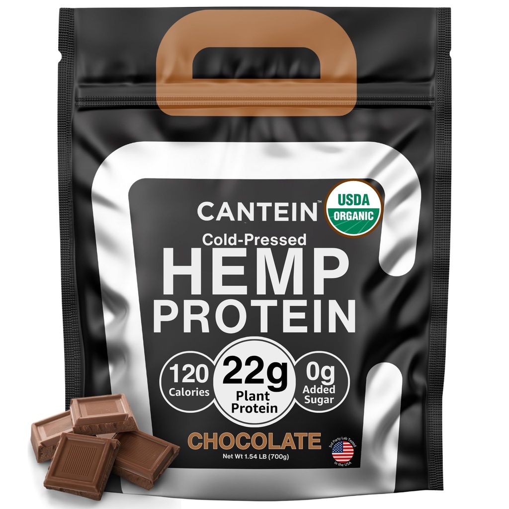 Organik Hemp Protein Toz, Bitki bazlı ve Vegan Protein Shake, Lactose ve Süt Free, Gluten Free, Clean ve Natural- Chocolate (20 hizmet)