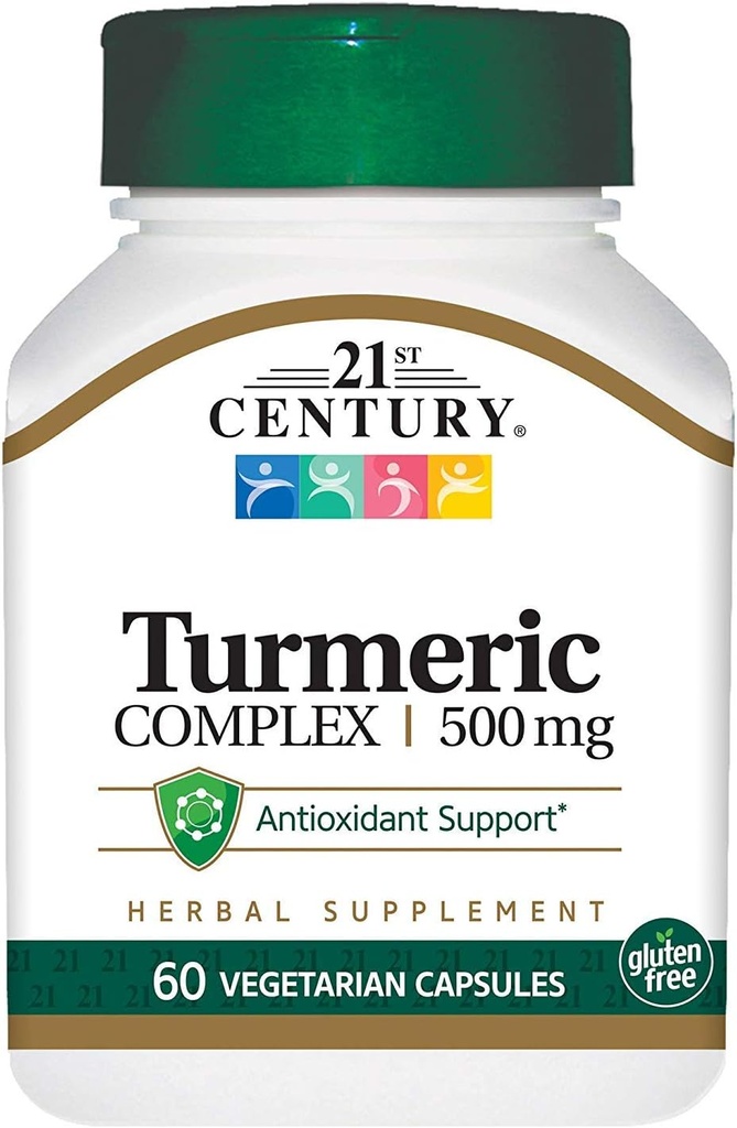 21. Yüzyıl Turmeric Kompleksi 500 mg - 60 Vegetarian Capsules, 4 Paket