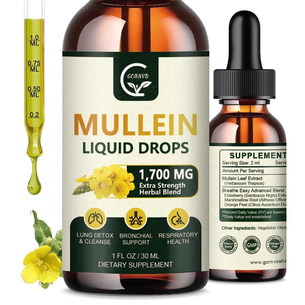 (2 Pack) Lungs için Merdivenler - Lungs Cleanse ve Respiratory Desteği, Yaşlılar ile 1 Mullein Leaf Extract with Elderberry, Marshmallow Root and Orange Peel for Bronchial Support, 1 Fl Oz