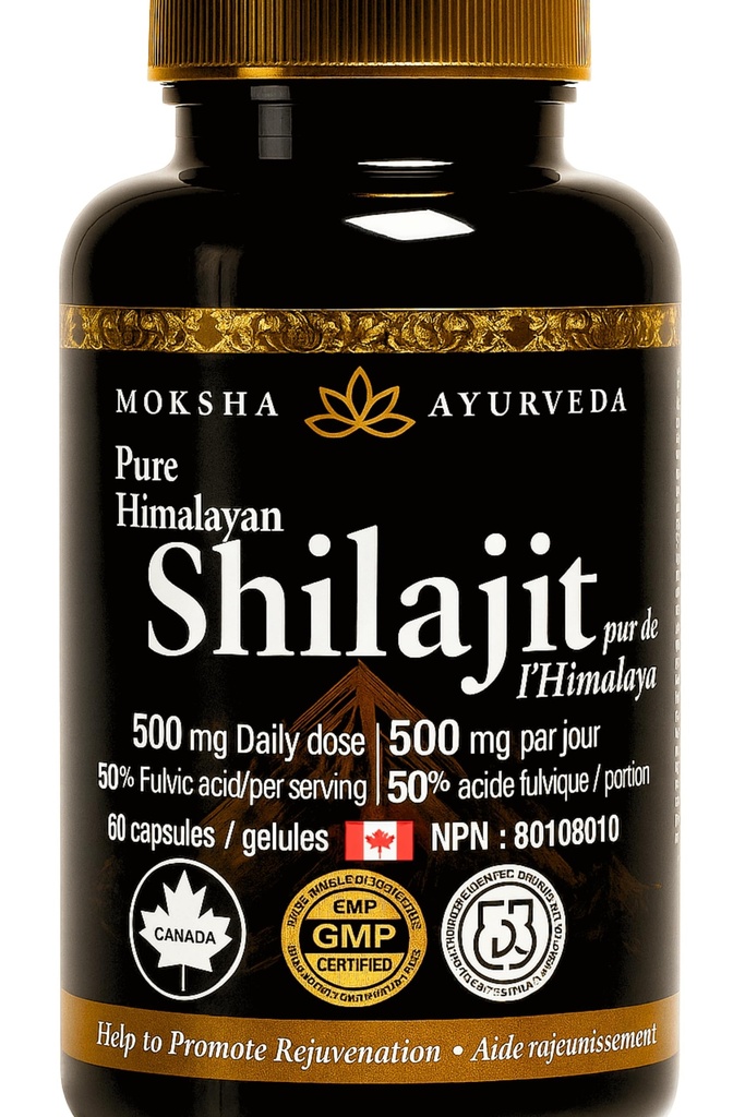 Natural Testosterone Support [Energy,Detox,Vitality] Full Strength Shilajit Ultra Gold + 60 Lab Tested Purified Capsules |The Clean Resin Upgrade|Himalayan 500mg 50% Fulvic Acid Moksha Ayurveda
