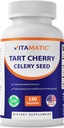 Vitamatic Tart Cherry 20X εκχύλισμα με σέλινο σπόρων 10X συμπυκνωμένα εκχυλίσματα - - 180 κάψουλες Veg - χορτοφάγους, μη ΓΤΟ, και χωρίς γλουτένη