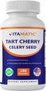 Vitamatic Tart Cherry 20X, Celery Tohum 10X Yoğun Türlemeleri - - 180 Veg Capsules - Vegetarian, Non-GMO ve Gluten Free Free