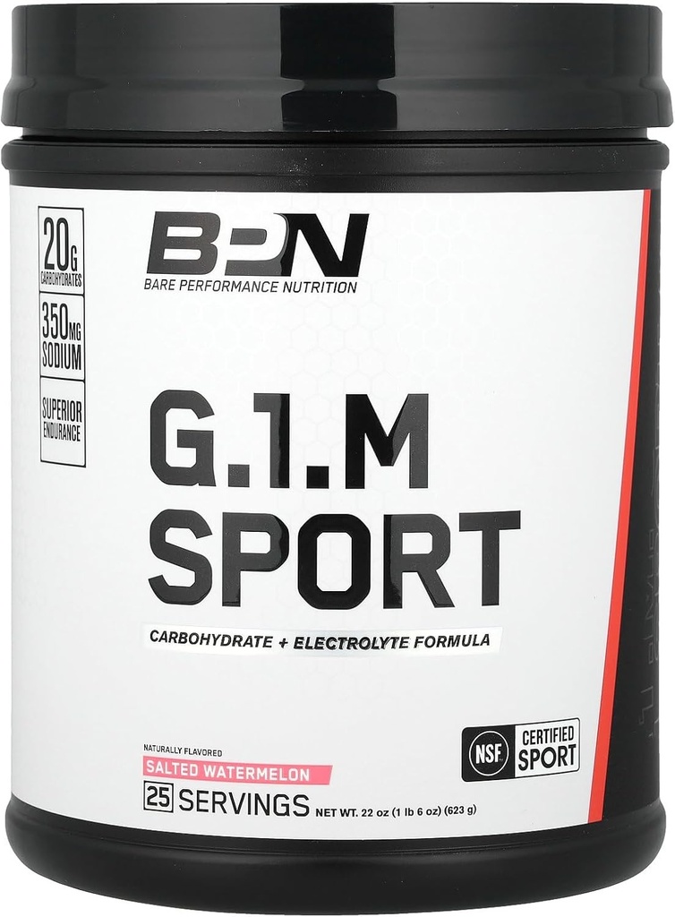 BARE PERFORMANCE NUTRITION, BPN G.1.M Go One More Sport, Endurance Training Fuel, Superior Carbohydrate & Electrolytes Powder Formula, Reduce Fatigue, Alted Watermelon, 25 εξυπηρετούν